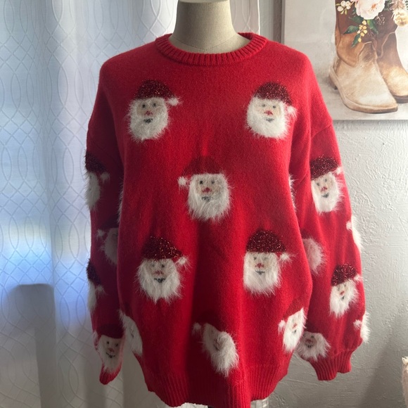 Haptics Santa Claus sparkly fuzzy knit sweater - Picture 3 of 7